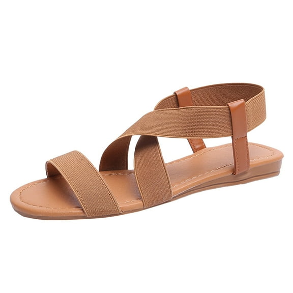 Mostsola Women's Flats Casual Elastic Strappy Gladiator Sandals with Arch Support for Summer