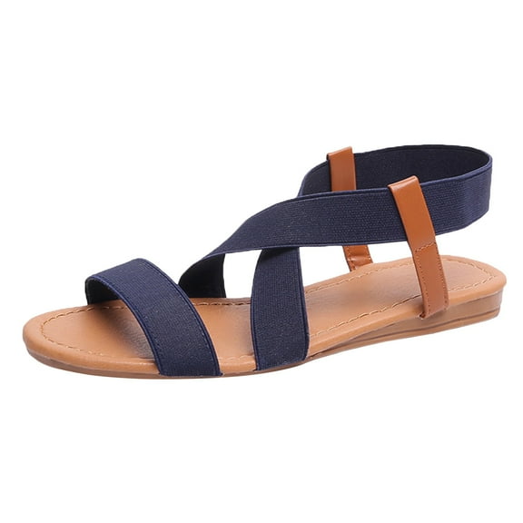 Mostsola Women's Flats Casual Elastic Strappy Gladiator Sandals with Arch Support for Summer