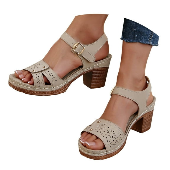 Mostsola Women's Heeled Sandals Open Toe Heel Ankle Strap Dress Shoes Orthopedic Sandals