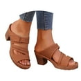 thumbnail image 1 of Mostsola Women's Heeled Sandals Open Toe Heel Slip on Slides Dress Shoes Orthopedic Sandals, 1 of 9