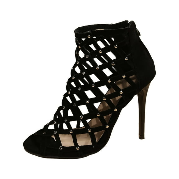 Mostsola Women's Hollow out Caged Stiletto Sandals Fashion Peep Toe Ankle Booties with Back Zipper