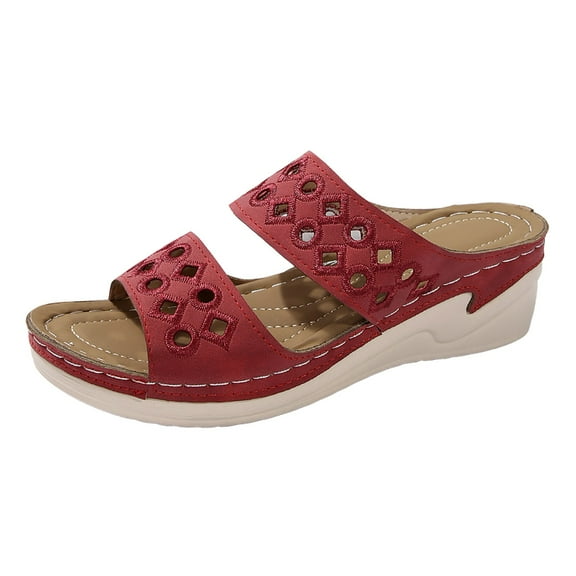 Mostsola Women's Orthopedic Sandals Dressy Wide Width Double Strap Open Toe Wedge Sandals Summer Shoes