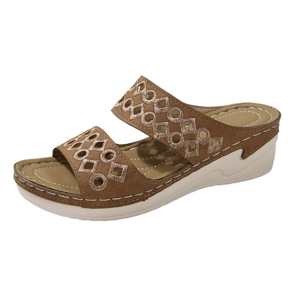 Mostsola Women's Orthopedic Sandals Dressy Wide Width Double Strap Open Toe Wedge Sandals Summer Shoes