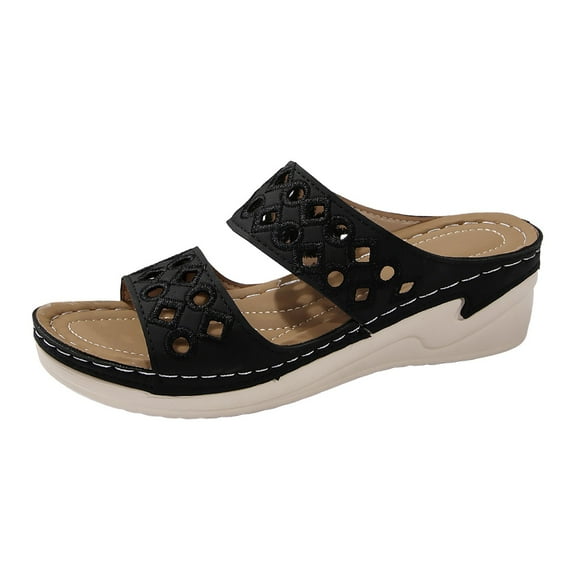 Mostsola Women's Orthopedic Sandals Dressy Wide Width Double Strap Open Toe Wedge Sandals Summer Shoes