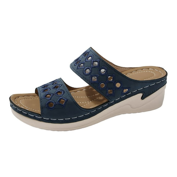 Mostsola Women's Orthopedic Sandals Dressy Wide Width Double Strap Open Toe Wedge Sandals Summer Shoes