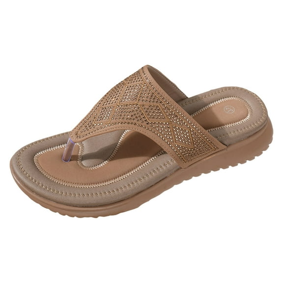Mostsola Women's Orthopedic Sandals Rhinestone Thong Flip Flops Summer Comfortable Walking Sandals