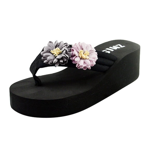 Mostsola Women's Platform Flip Flops Flower Wedges Sandals Dressy Summer Comfort Thong Sandals