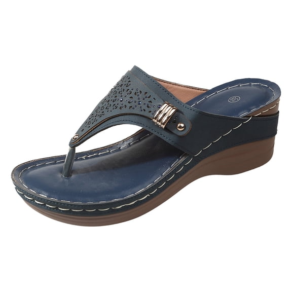 Mostsola Women's Slip on Flip Flops Hollow out Summer Wedges Thong Sandals with Arch Support