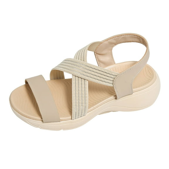 Mostsola Women's Walking Sandals Elastic Crisscross Strap Wedges Casual Open Toe Athletic Beach Shoe