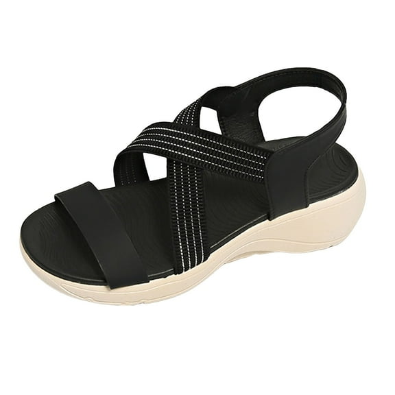 Mostsola Women's Walking Sandals Elastic Crisscross Strap Wedges Casual Open Toe Athletic Beach Shoe