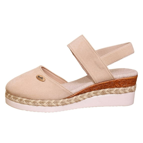 Mostsola Women's Wdege Espadrilles Closed Toe Elastic Ankle Strap Platform Slingback Sandals