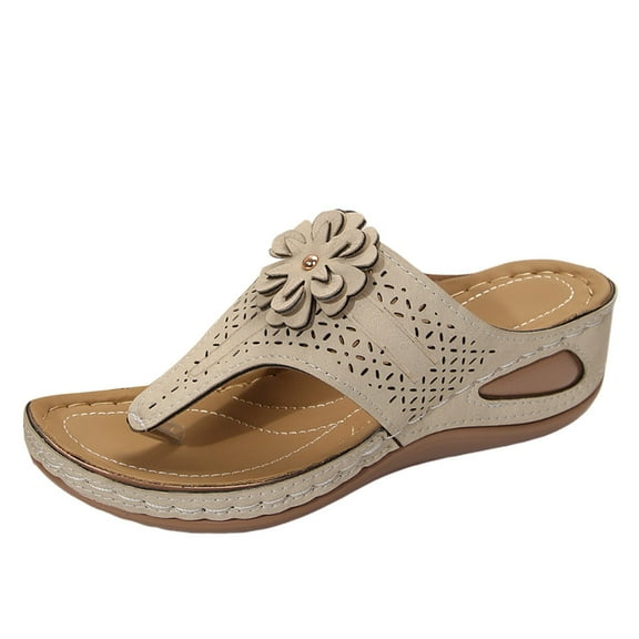 Mostsola Women's Wedge Sandals Flip Flops Flower Platform Sandals Cushion FootBed Summer Beach Shoes
