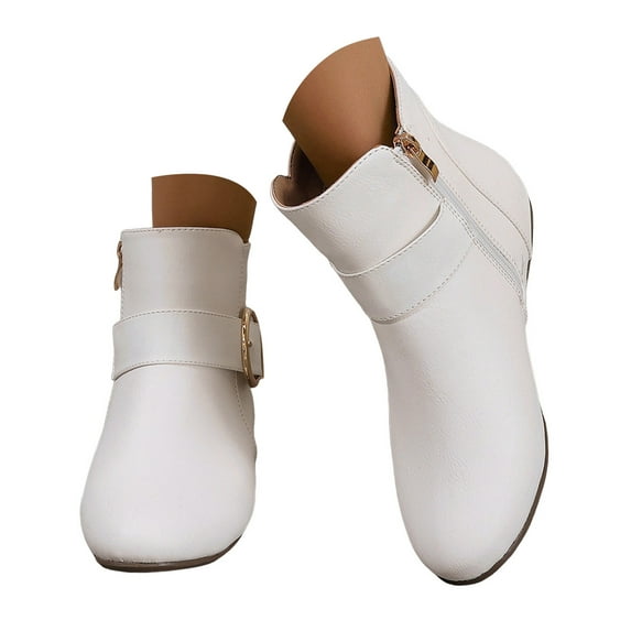 Mostsola Womens Ankle Boots Flat Chelsea Booties Fashion Round Toe Side Zipper Short Boots