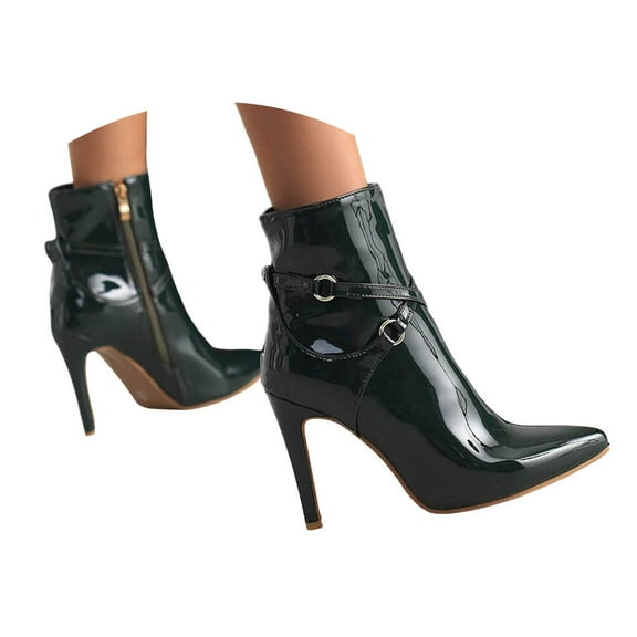 Mostsola Womens Ankle Boots Sexy Patent Leather Stiletto Heels Gothic Pointed Toe Booties
