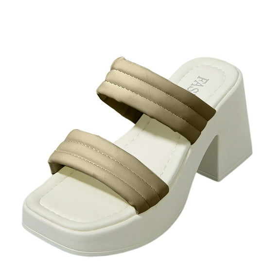 Mostsola Womens Block Heeled Sandals Square Open Toe Backless Mules Slip on Pumps Dressy Shoe