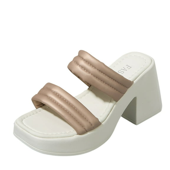 Mostsola Womens Block Heeled Sandals Square Open Toe Backless Mules Slip on Pumps Dressy Shoe