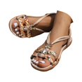 thumbnail image 1 of Mostsola Womens Braided Flat Sandals Comfortable Cute Boho Beaded Slingback Summer Dressy Shoes, 1 of 9