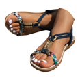 thumbnail image 1 of Mostsola Womens Braided Flat Sandals Comfortable Cute Boho Beaded Slingback Summer Dressy Shoes, 1 of 9