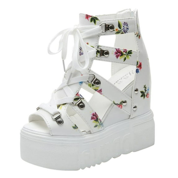 Mostsola Womens Caged Gothic Platform Sandals High Wedge Heels Strappy Roman Gladiator Sandals