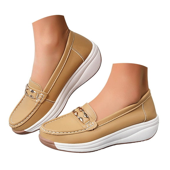 Mostsola Womens Platform Loafers Trendy Slip on Penny Loafers Casual Comfort Walking Shoes