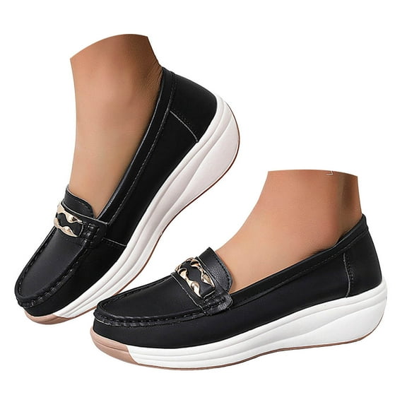 Mostsola Womens Platform Loafers Trendy Slip on Penny Loafers Casual Comfort Walking Shoes