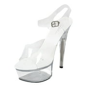 JHOKCI Womens Clear 6 in Stiletto High Heel Platform Sandals Ankle-Strap Sexy Pole Dance Heels