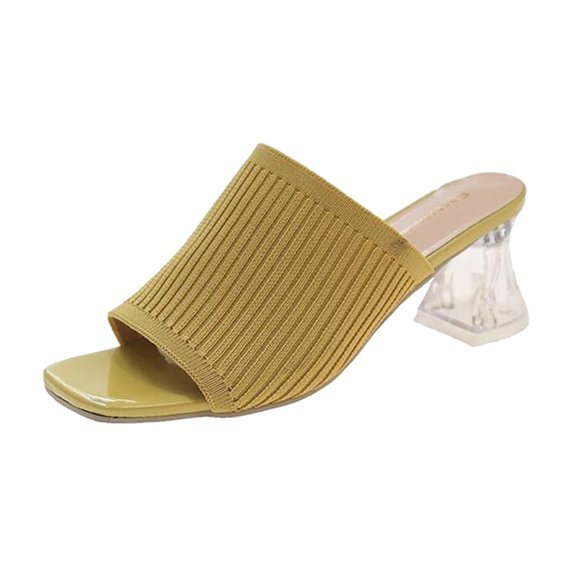 Mostsola Womens Clear Heels Dress Sandals Open Toe Low Heels Slip on Block Heeled Slides