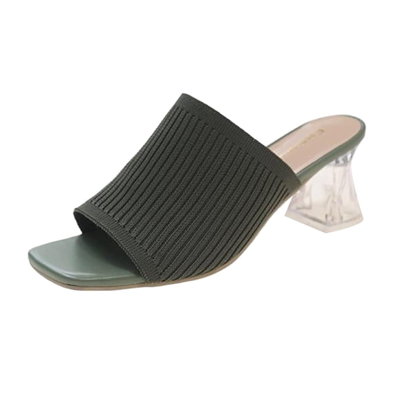 Mostsola Womens Clear Heels Dress Sandals Open Toe Low Heels Slip on Block Heeled Slides