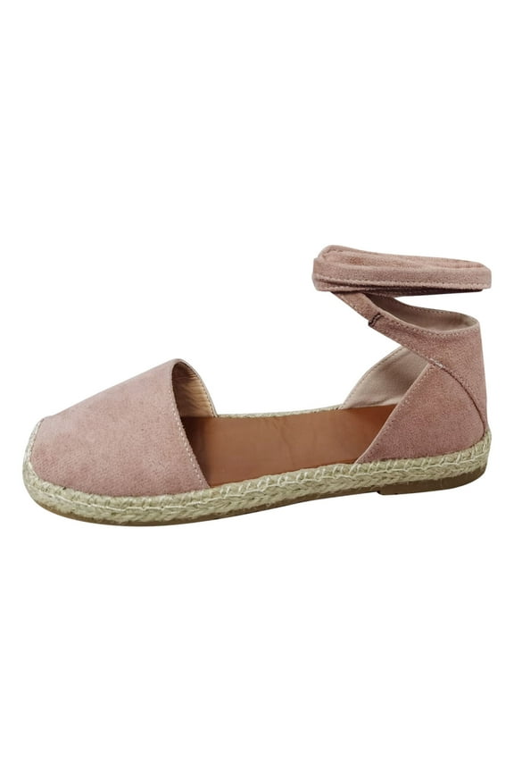 Womens Closed Toe Ankle Strap Espadrille Sandals Classic Lace up Summer Dressy Flat Shoes