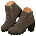 thumbnail image 1 of Mostsola Womens Combat Boots Lug Sole Heel Ankle Boots Lace up Zipper Round Toe Short Boots, 1 of 7