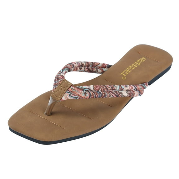 Mostsola Womens Comfort Flip Flops Square Toe Thong Sandals Memory Foam Summer Slippers Slides