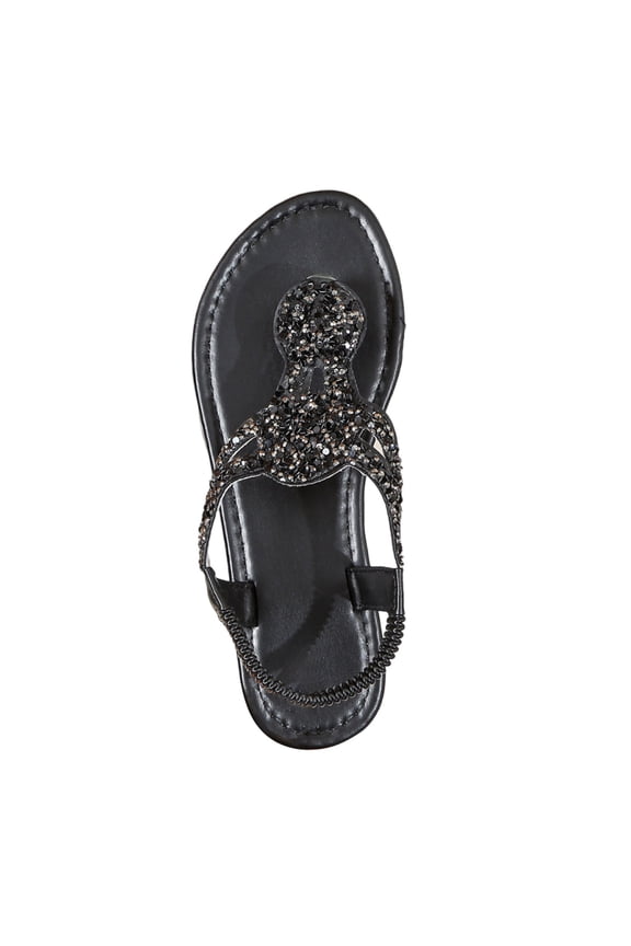 Womens Dressy Flats Sandals Bohemian Sequin Casual Flip Flops Summer Elastic Strap Shoes