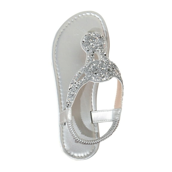 Mostsola Womens Dressy Flats Sandals Bohemian Sequin Casual Flip Flops Summer Elastic Strap Shoes