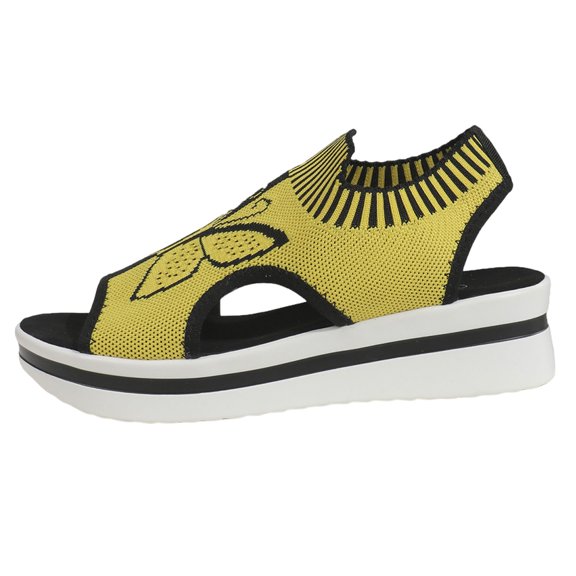 Mostsola Womens Elastic Athletic Sandals Summer Peep Toe Knit Walking Shoes Butterfly Pattern