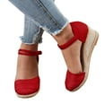 thumbnail image 1 of Mostsola Womens Espadrilles Wedge Sandals Closed Toe Ankle Buckle Strap Heels Summer Beach Shoes, 1 of 8