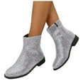 thumbnail image 1 of Mostsola Womens Fall Boots Sparkly Sequin Chunky Heel Ankle Boots Zip up Round Toe Dressy Booties, 1 of 4