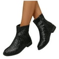 thumbnail image 1 of Mostsola Womens Fall Boots Sparkly Sequin Chunky Heel Ankle Boots Zip up Round Toe Dressy Booties, 1 of 4