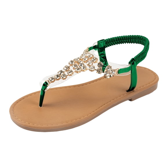 Mostsola Womens Flat Sandals Bohemia Rhinestone Flip Flops Clip Toe Thong Sandals for Summer Beach