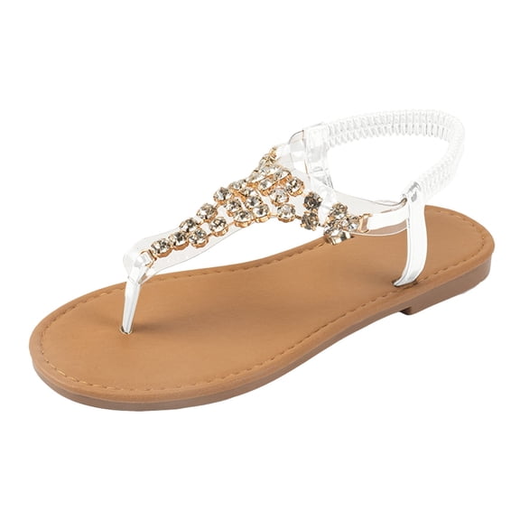 Mostsola Womens Flat Sandals Bohemia Rhinestone Flip Flops Clip Toe Thong Sandals for Summer Beach