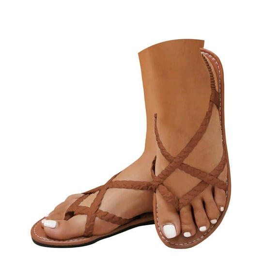 Mostsola Womens Flat Sandals Cute Beach Shoes Braided Strappy Flip Flops Summer Dress Shoes