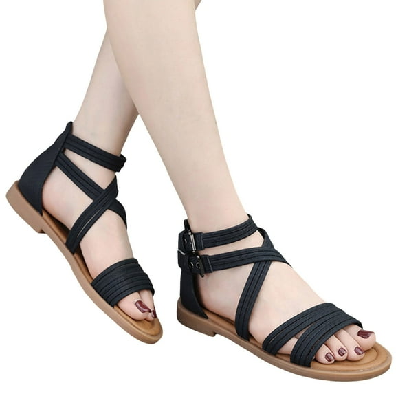 Mostsola Womens Flat Sandals Summer Dressy Strappy Gladiator Sandals Ankle Strap Beach Shoes