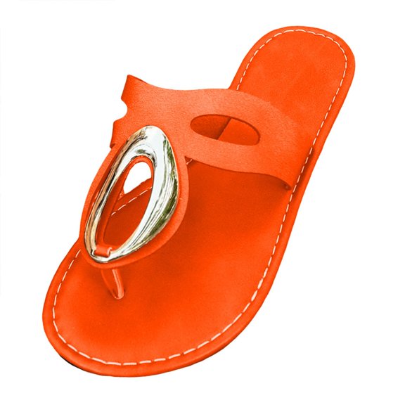 Mostsola Womens Flat Sandals Trendy Metal T-Strap Slides Lightweight Casual Summer Flip Flops