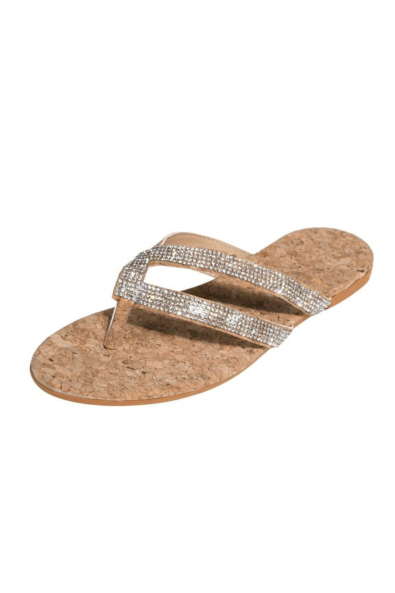 Womens Foam Rhinestone Glitter Sparkly Dress Flip Flop Sandals Summer Cute Flat Slides