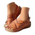 thumbnail image 1 of Mostsola Womens Gladiator Sandals Cross Strap Slingback Walking Shoes Adjustable Platform Sandal, 1 of 6