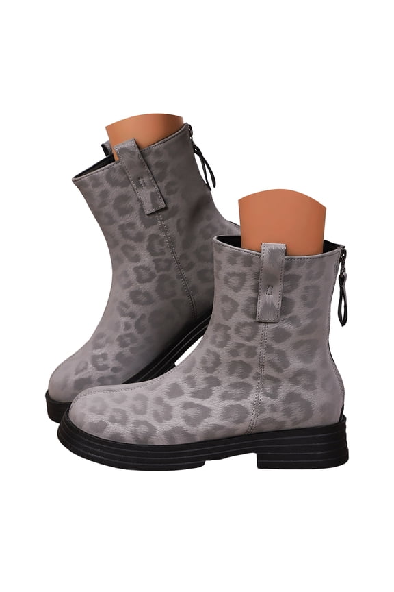 Womens Gogo Boots Mid Calf Heel Zipper Boots Square Toe Retro Suede Short Booties