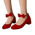 thumbnail image 1 of Mostsola Womens Heels Suede Closed Toe Bowknot Ankle Strap Business Casual Shoes Dress Pumps, 1 of 9