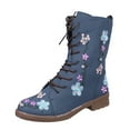 thumbnail image 1 of Mostsola Womens High Top Ankle Boots Floral Embroidery Dressy Lace up Low Heel Motorcycle Boots, 1 of 3
