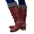 thumbnail image 1 of Mostsola Womens Knee High Boots Vintage Round Toe Heeled Mid Calf Motorcycle Boots with Side Zipper, 1 of 8