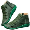 thumbnail image 1 of Mostsola Womens Lace up Ankle Boots Vintage Zip up Casual Flat Walking Shoes Short Booties, 1 of 4