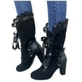 thumbnail image 1 of Mostsola Womens Lace up Mid Calf Boots VIntage Victorian Chunky Block High Heel Ankle Boots, 1 of 7
